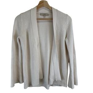 Loft‎ Cream Tight Knit Open Relaxed Cardigan Sweater Womens XS Petite Fisherman